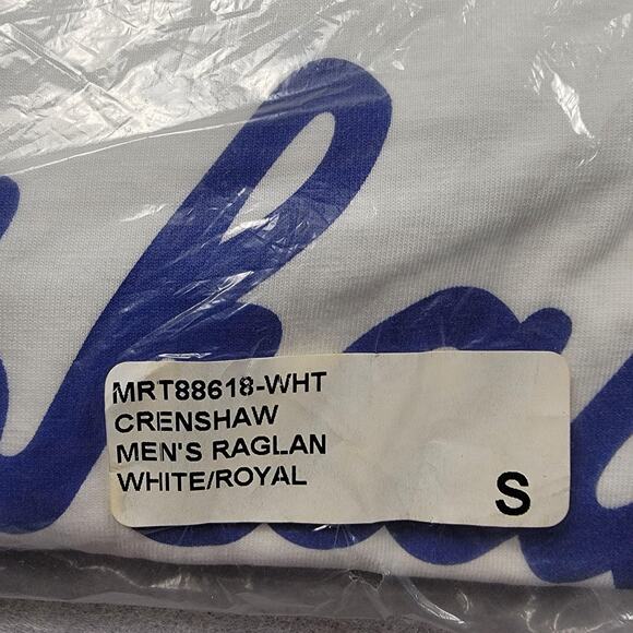 The Marathon Clothing Crenshaw Shirt Mens Small White Royal Raglan MRT88618 - Picture 6 of 10